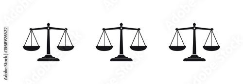 Economic Balance Scales. Economic disparity concept depicted by identical balance scales aligned horizontally, same beams and pans