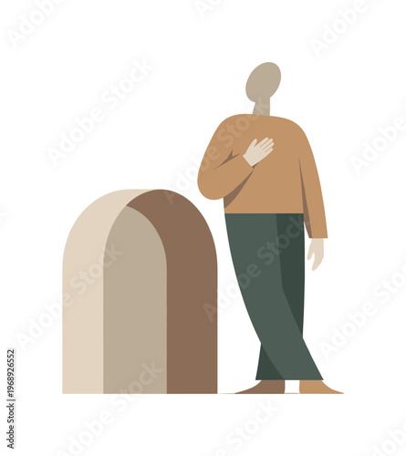 Geometric Human Form. Human figure subtly aligning posture with the dominant form, integrating insight internally. Stylized