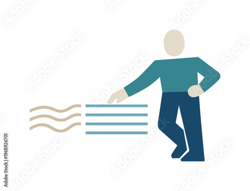 Individual guiding the remaining flow into a stable linear rhythm, showing reasoning gaining consistency. Stylized editorial