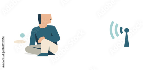 Individual turning attention toward a single abstract professional signal while others remain distant, indicating initial mindset