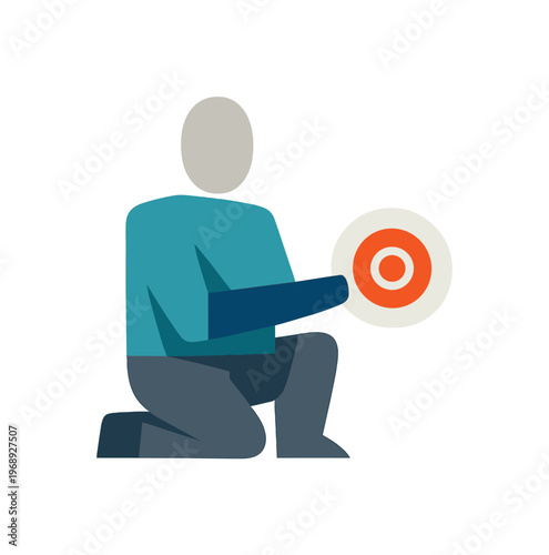 Work intention alignment beginning as a professional isolating one purpose symbol from surrounding empty space, defining intent