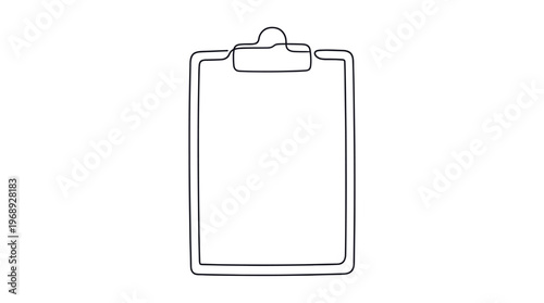 Clipboard icon in continuous one line drawing style