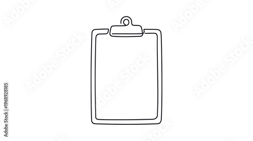 Clipboard icon in continuous one line drawing style