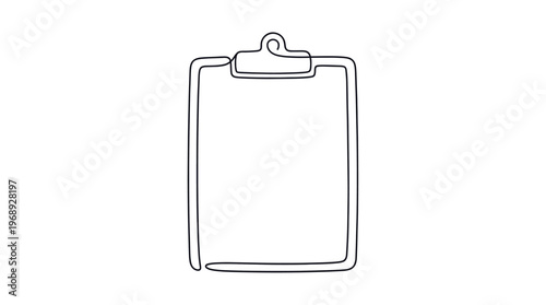 Clipboard icon in continuous one line drawing style