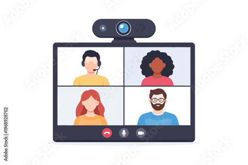 Vector white icon no modern style grid video svg gradients conference participants