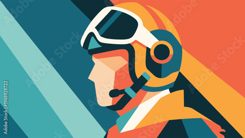 Illustration Of Pilot With Helmet Vector Design Template