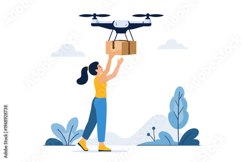 Letters drone white text image generation simple delivery composition no vector icon