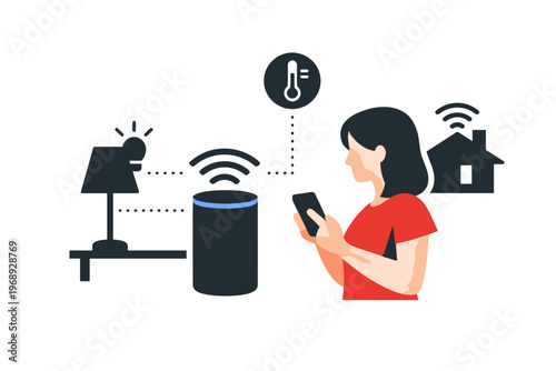Simple assistant voice control icon home white no smart letters vector controlling