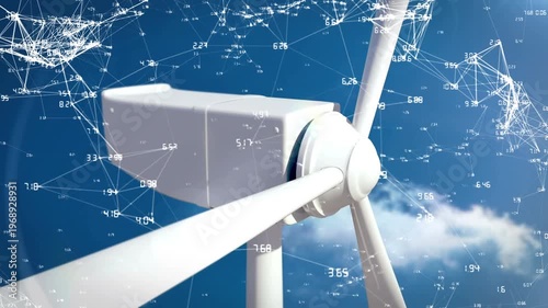 Animation of network of connections over wind turbine