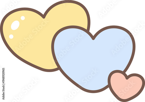 Three Overlapping Pastel Hearts Love Illustration