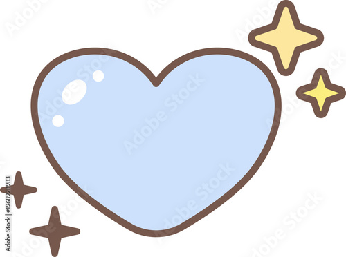 Blue Heart with Star Sparkle Decoration Illustration