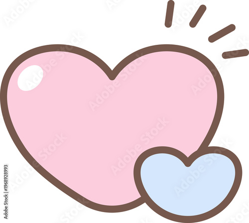 Pink Heart with Small Heart Emphasis Illustration
