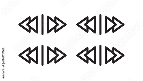 Fast Forward and Rewind Icons Collection Media Player Navigation Symbols Stock Graphic