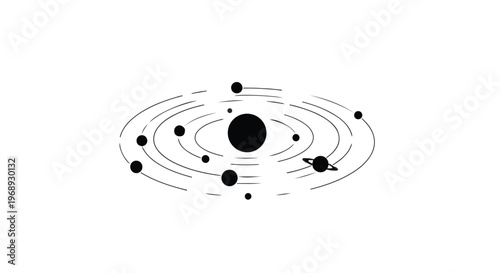 Minimalist Solar System Illustration with Planets and Orbits