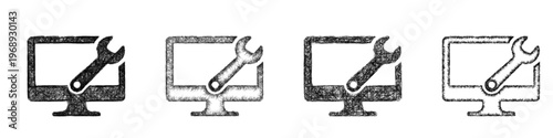 Sketch computer repair icon design set