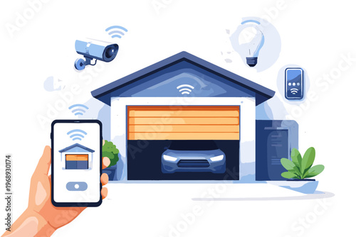 Door home vector garage illustration smart automation icon