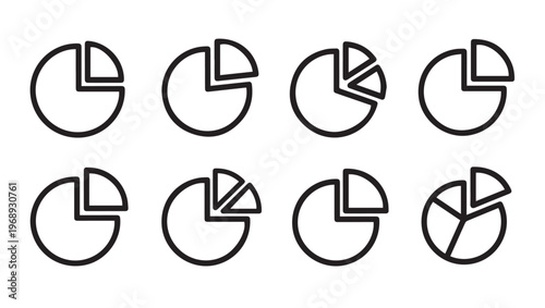 Pie Chart Icons Set Data Visualization Symbols Statistics Graphic Elements Business Analysis