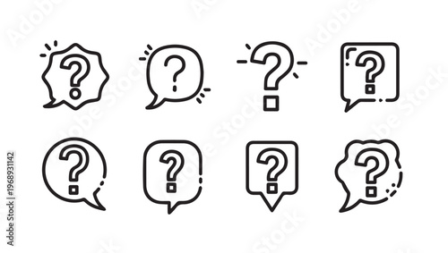 Question Mark Icons in Speech Bubbles Inquiry Symbols Collection Vector Set