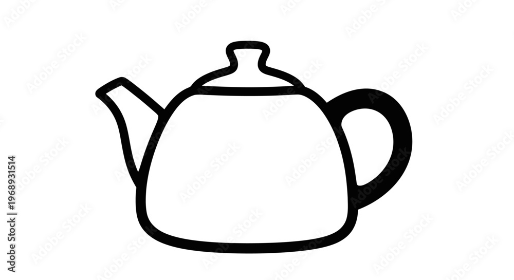 Obraz premium Black teapot outline with lid and handle, minimalist flat design for graphic projects.