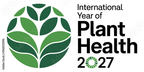 A graphic design logo for the international year of plant health representing nature in 2027. Vector, illustration