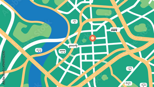 Illustration Of Transportation Network Map Vector Design Template