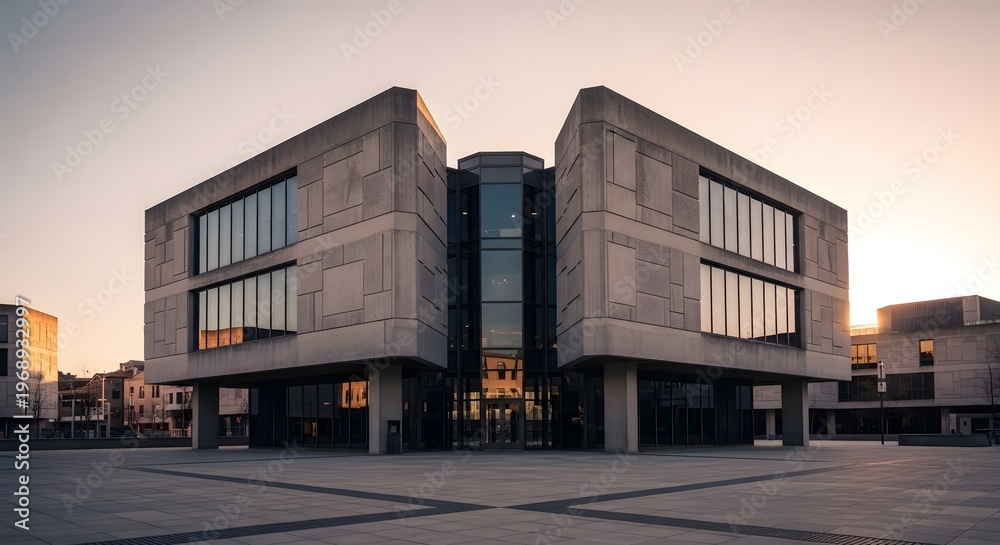 Obraz premium Modern Architecture Building Exterior at Sunset