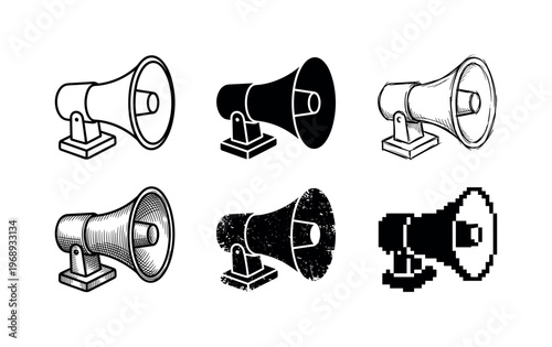 alarm siren, arranged as a clean  Variant 1: clean thin outline, no fill, rounded joins, even stroke.