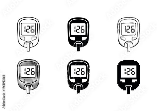 automatic glucometer, arranged as a clean  Variant 1: clean thin outline, no fill, rounded joins, even