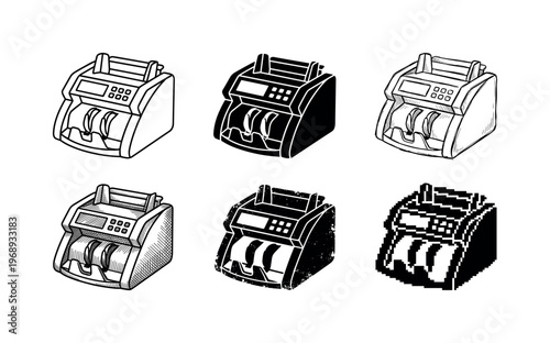 banknote counter, arranged as a clean  Variant 1: clean thin outline, no fill, rounded joins, even stroke.