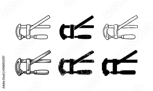 bar clamp, arranged as a clean  Variant 1: clean thin outline, no fill, rounded joins, even stroke.