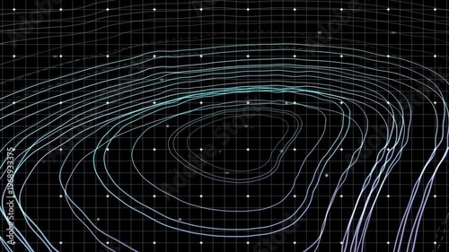 Animation of grid with dots and lines on black background