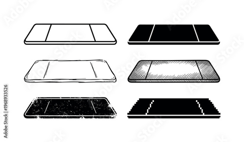 camping mat, arranged as a clean  Variant 1: clean thin outline, no fill, rounded joins, even stroke.