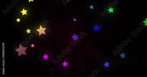 Animation of colourful stars on black background