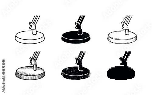 desk lamp base, arranged as a clean  Variant 1: clean thin outline, no fill, rounded joins, even stroke.