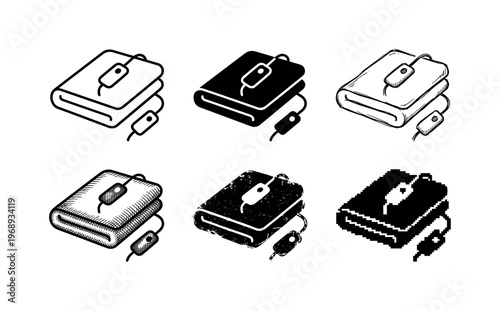 electric blanket, arranged as a clean  Variant 1: clean thin outline, no fill, rounded joins, even stroke.
