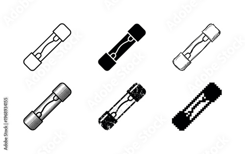 fuse, arranged as a clean  Variant 1: clean thin outline, no fill, rounded joins, even stroke. Variant 2: