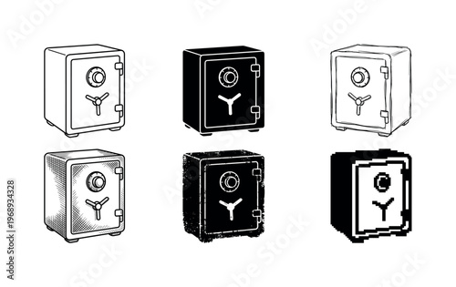 floor safe, arranged as a clean  Variant 1: clean thin outline, no fill, rounded joins, even stroke.
