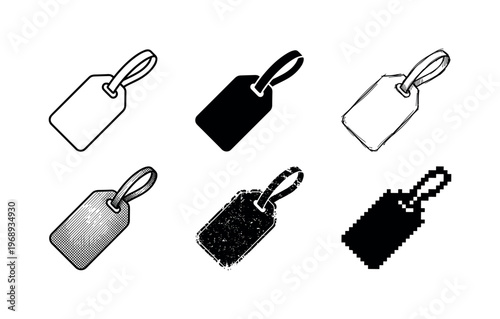 luggage tag, arranged as a clean  Variant 1: clean thin outline, no fill, rounded joins, even stroke.