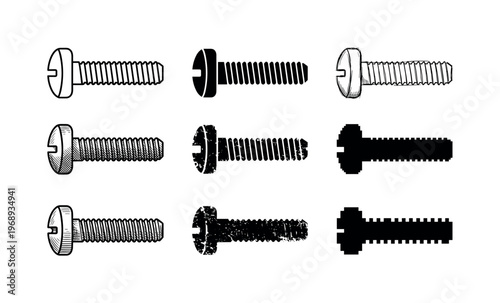 machine screw, arranged as a clean  Variant 1: clean thin outline, no fill, rounded joins, even stroke.
