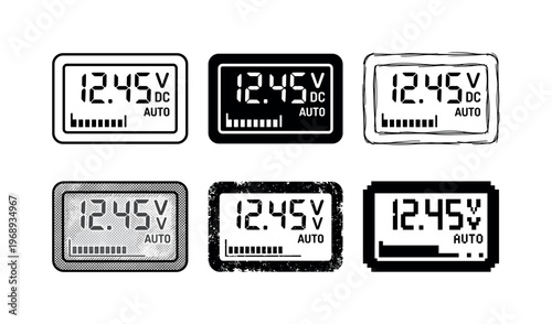 multimeter screen, arranged as a clean  Variant 1: clean thin outline, no fill, rounded joins, even stroke