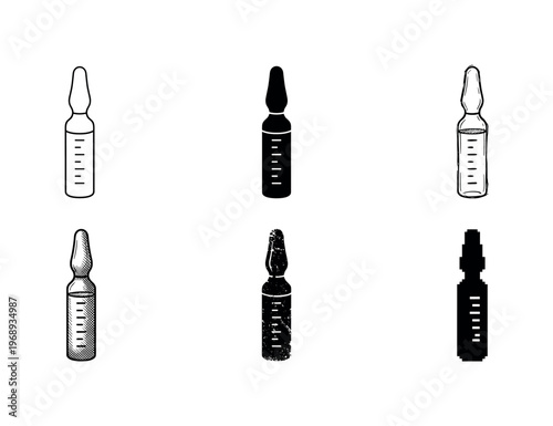 medical ampoule, arranged as a clean  Variant 1: clean thin outline, no fill, rounded joins, even stroke.