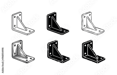 bracket, arranged as a clean  Variant 1: clean thin outline, no fill, rounded joins, even stroke. Variant