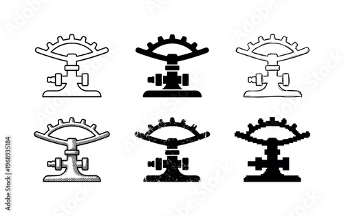 oscillating garden sprinkler, arranged as a clean  Variant 1: clean thin outline, no fill, rounded joins,