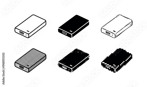 external SSD, arranged as a clean  Variant 1: clean thin outline, no fill, rounded joins, even stroke.