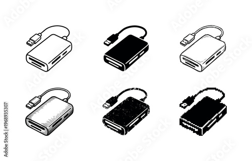card reader, arranged as a clean  Variant 1: clean thin outline, no fill, rounded joins, even stroke.
