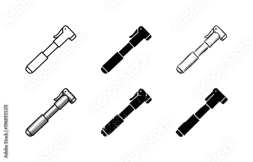 bicycle pump, arranged as a clean  Variant 1: clean thin outline, no fill, rounded joins, even stroke.