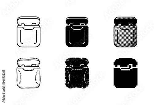 portable dental floss dispenser, arranged as a clean  Variant 1: clean thin outline, no fill, rounded