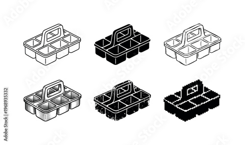 portable screw organizer, arranged as a clean  Variant 1: clean thin outline, no fill, rounded joins, even