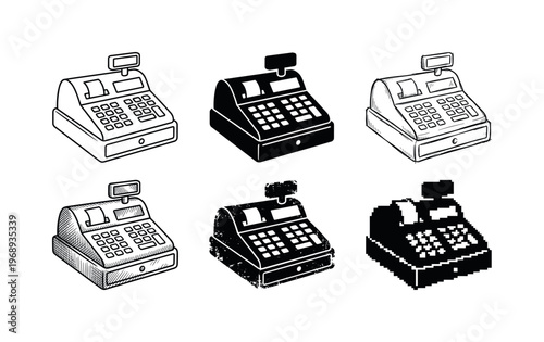POS cash register, arranged as a clean  Variant 1: clean thin outline, no fill, rounded joins, even stroke
