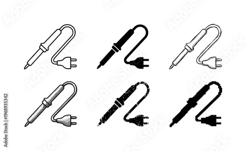 soldering iron power cord, arranged as a clean  Variant 1: clean thin outline, no fill, rounded joins,